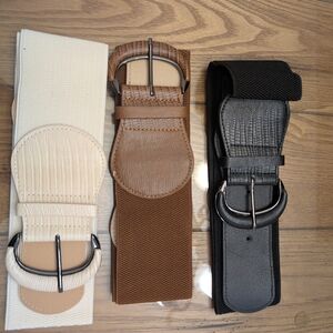 WHIPPY 3 PackWomen Wide Elastic Waist Belt Vintage Stretchy NWT